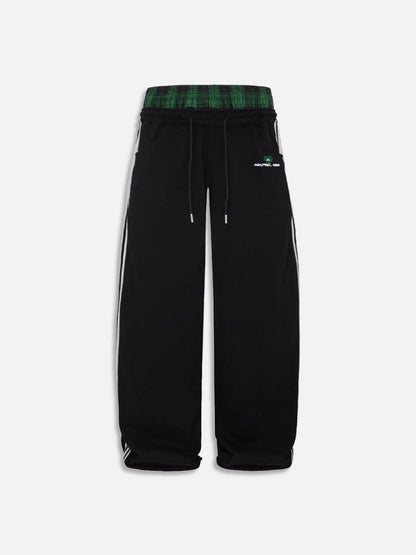 Layer Double Waist Baggy Sweatpants