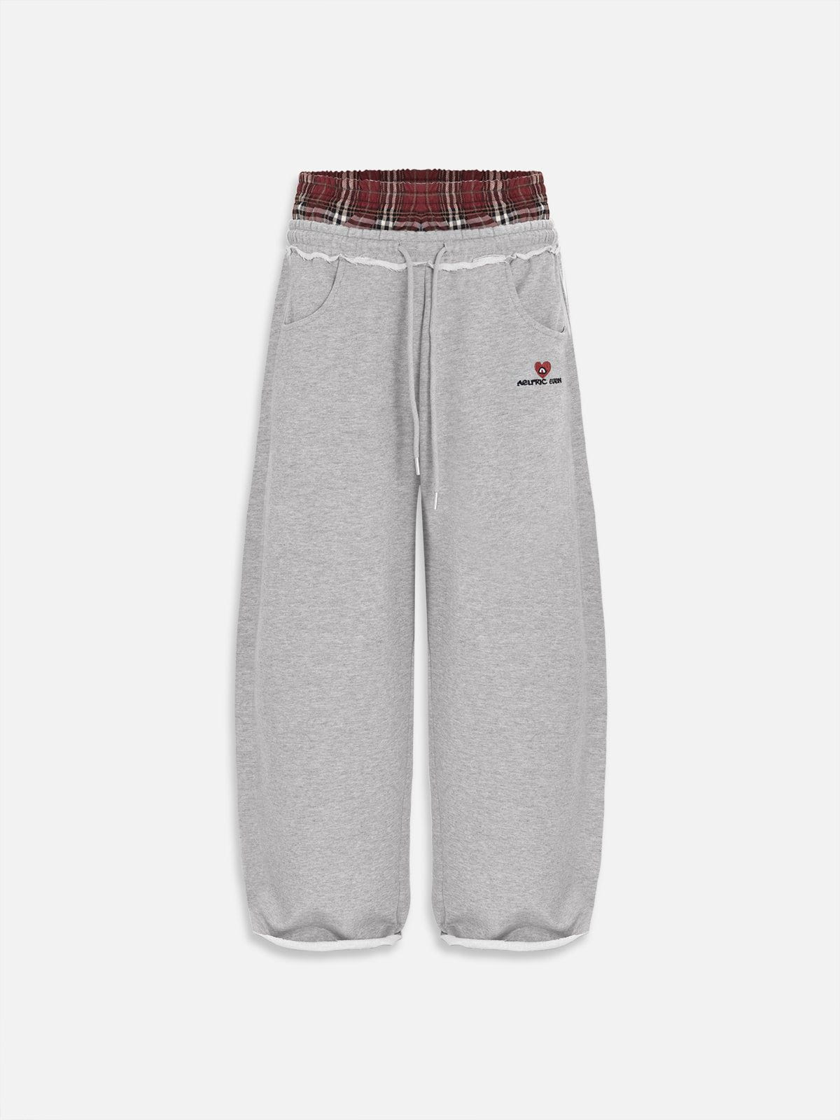 Layer Double Waist Baggy Sweatpants