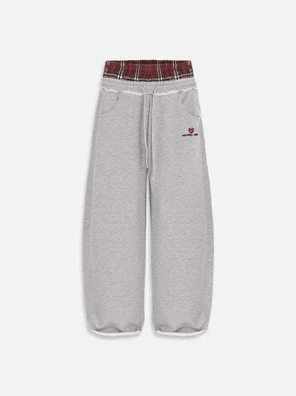 Layer Double Waist Baggy Sweatpants