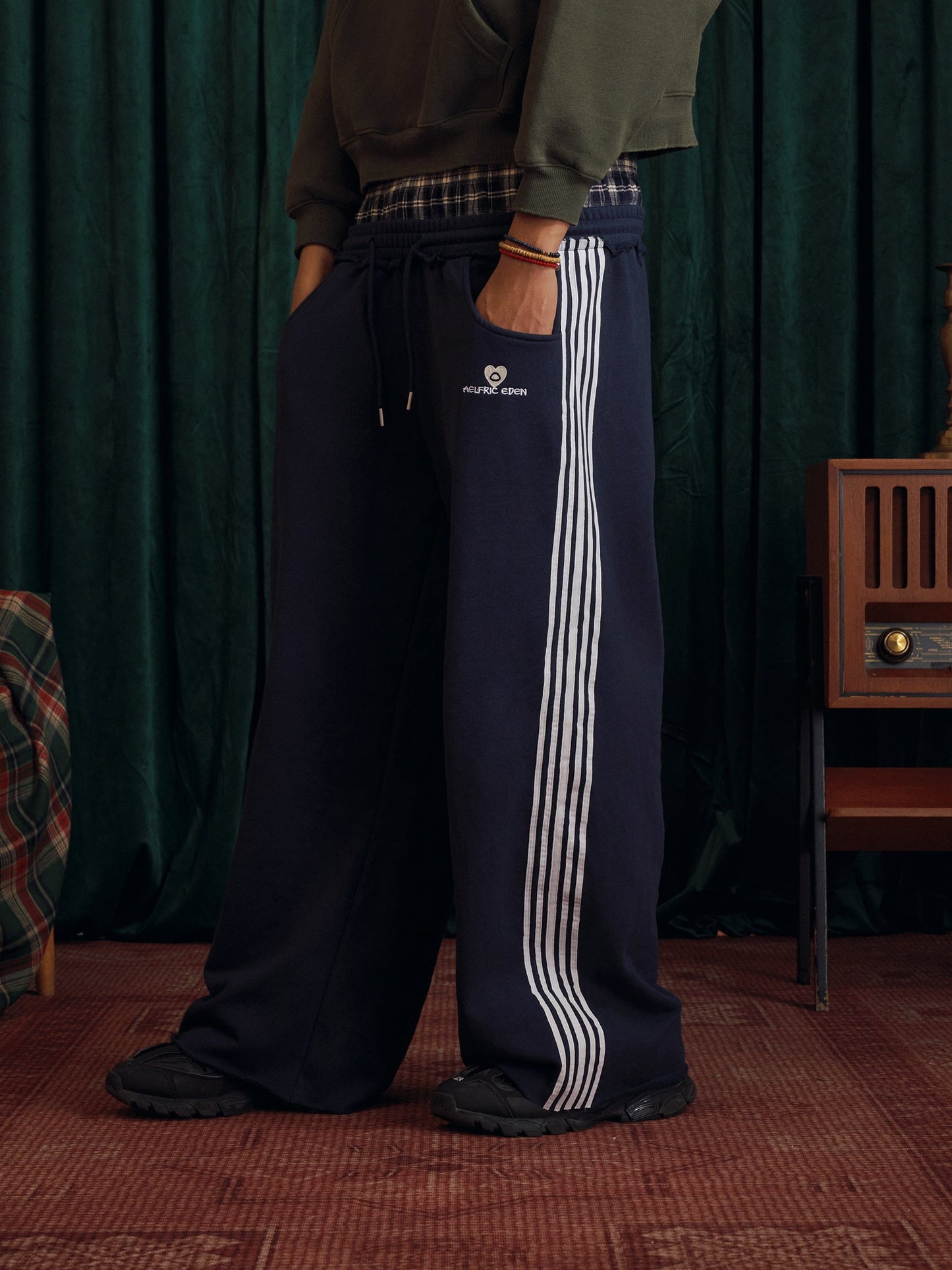 Layer Double Waist Baggy Sweatpants