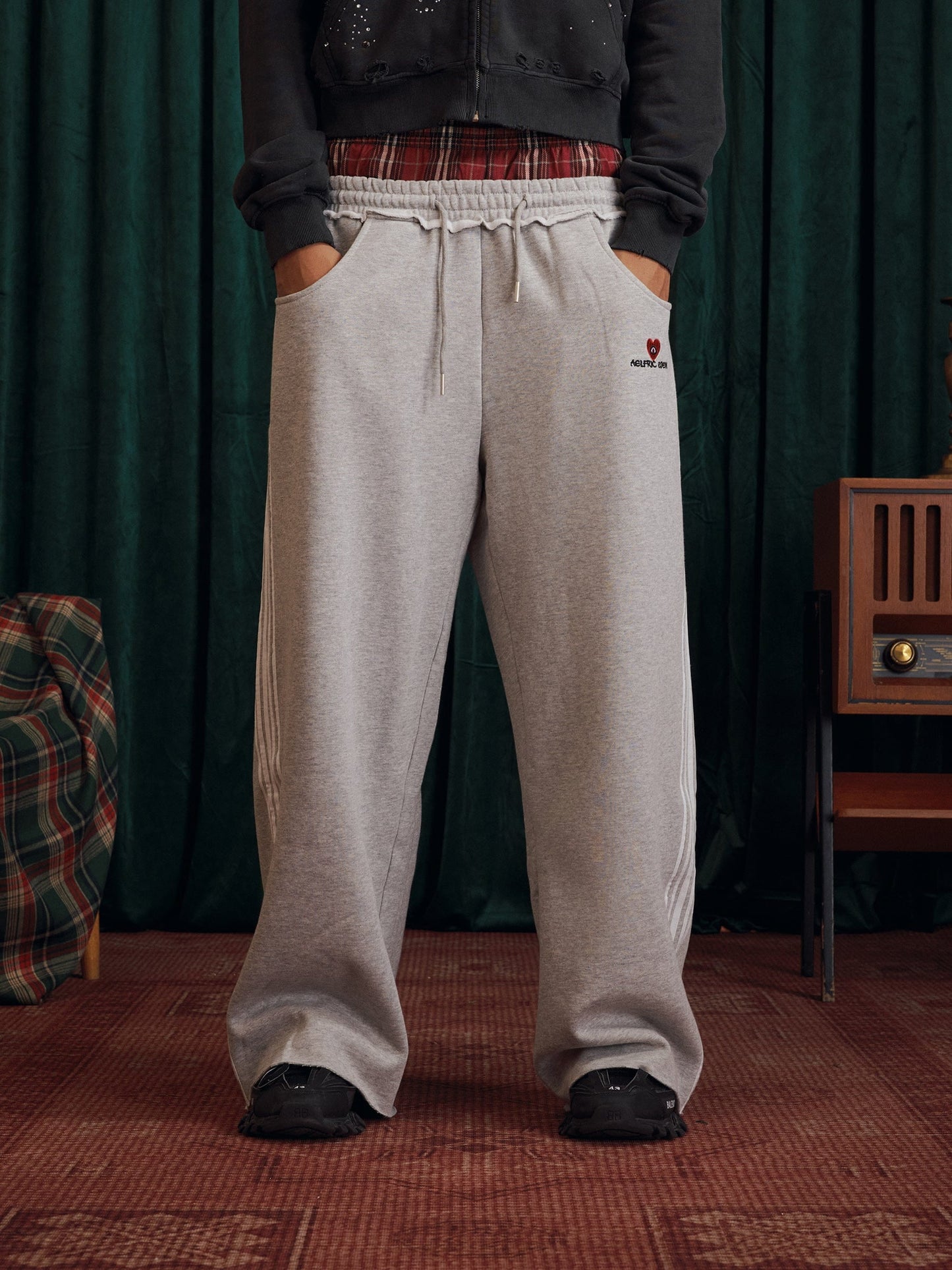 Layer Double Waist Baggy Sweatpants