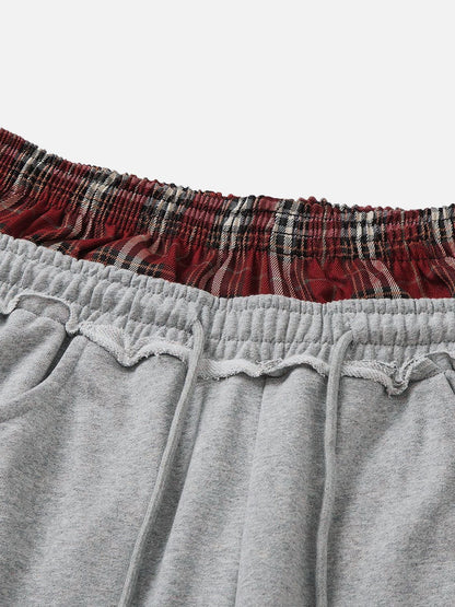 Layer Double Waist Baggy Sweatpants