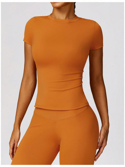 Women's Short Sleeve Fitted Round Neck Top