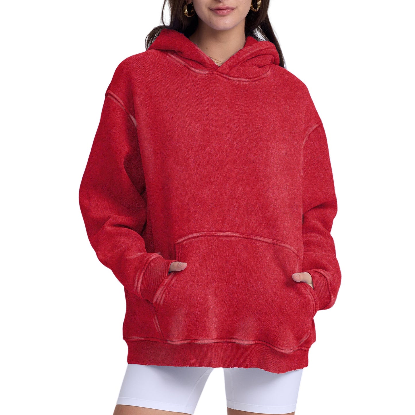 FADE CRAFT Unisex Oversized Acid Wash Hoodie Pullover