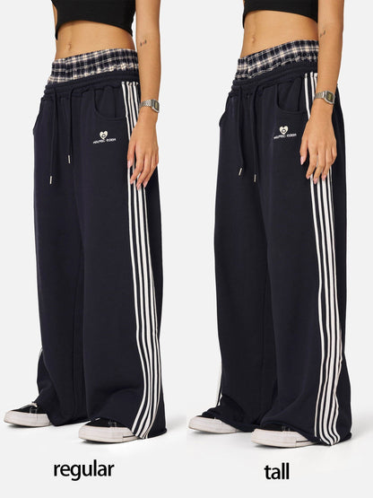 Layer Double Waist Baggy Sweatpants