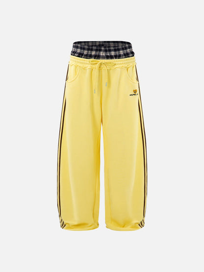 Layer Double Waist Baggy Sweatpants