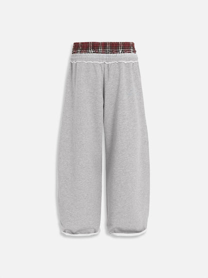 Layer Double Waist Baggy Sweatpants