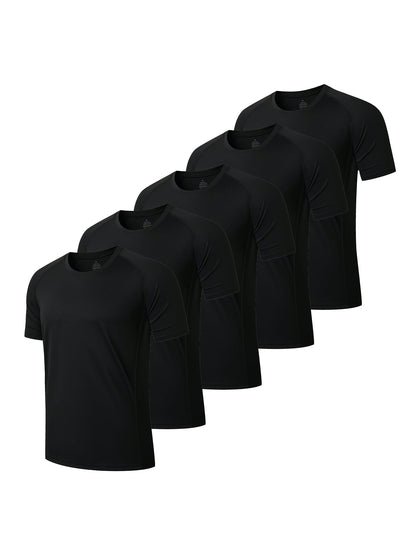 5 Pack Sport Workout Top Men  Casual Crew Neck Shirts