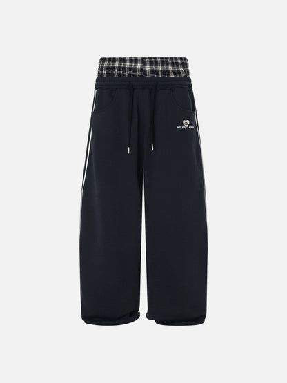 Layer Double Waist Baggy Sweatpants
