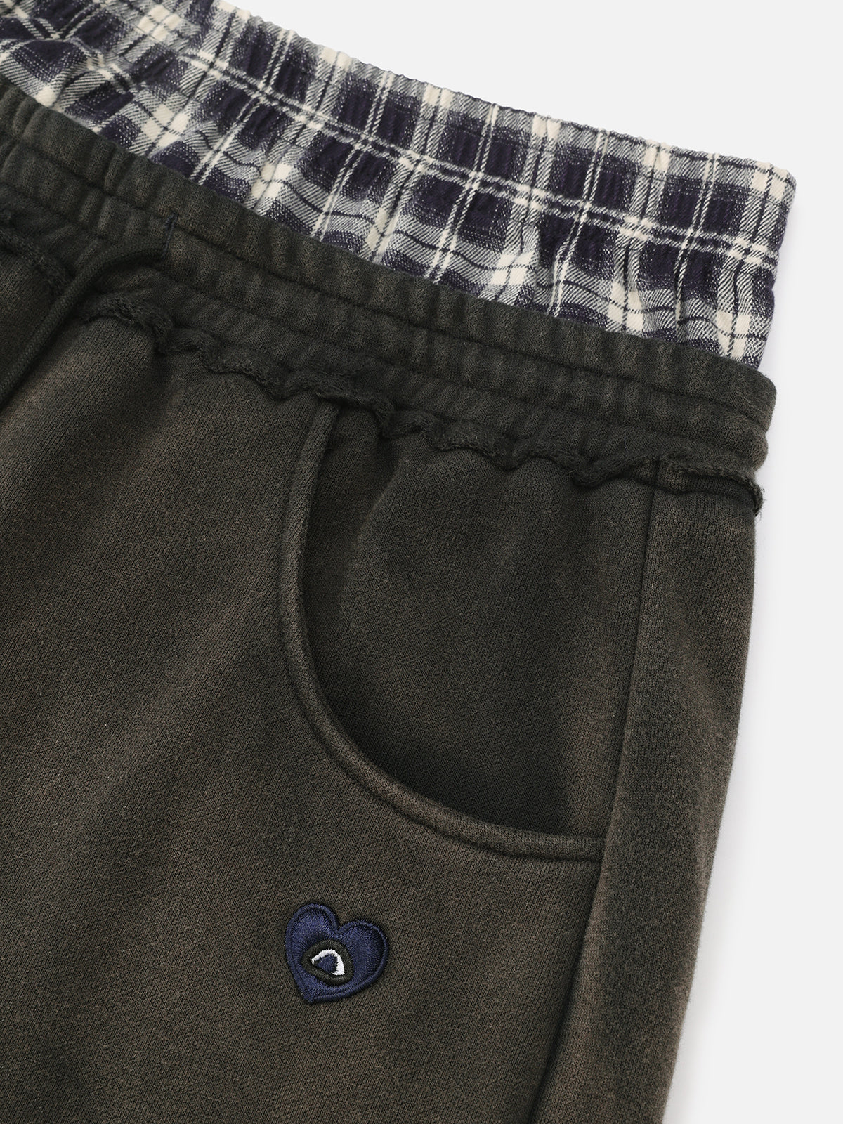 Layer Double Waist Washed Baggy Sweatpants