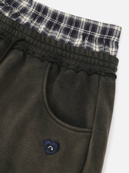 Layer Double Waist Washed Baggy Sweatpants