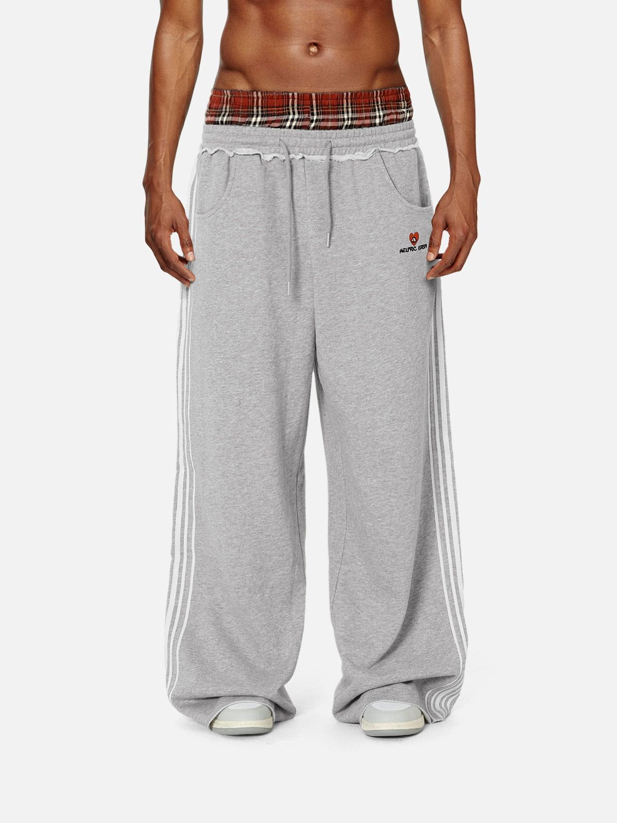 Layer Double Waist Baggy Sweatpants