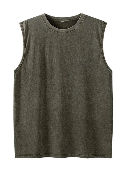 Summer cotton Men's Washed Cotton Tank Tops