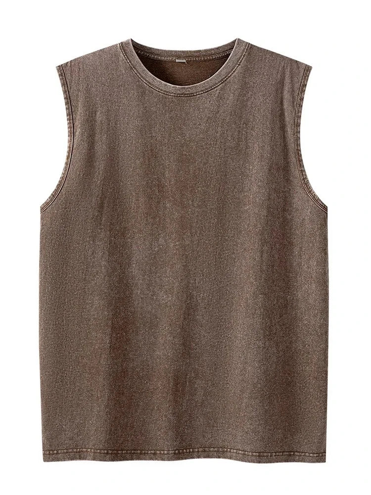 Summer cotton Men's Washed Cotton Tank Tops