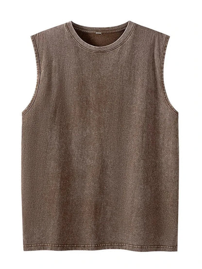 Summer cotton Men's Washed Cotton Tank Tops