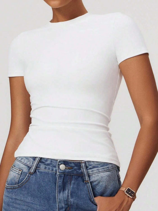 Women's Short Sleeve Fitted Round Neck Top
