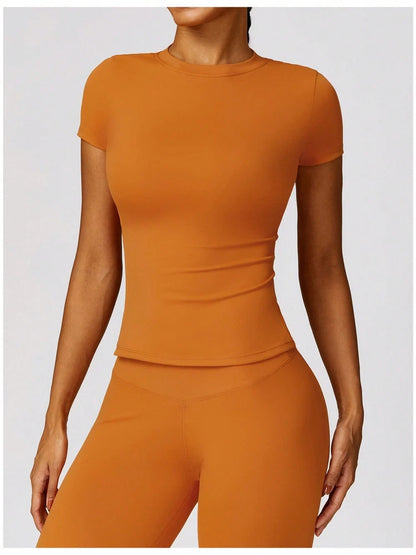 Women's Short Sleeve Fitted Round Neck Top