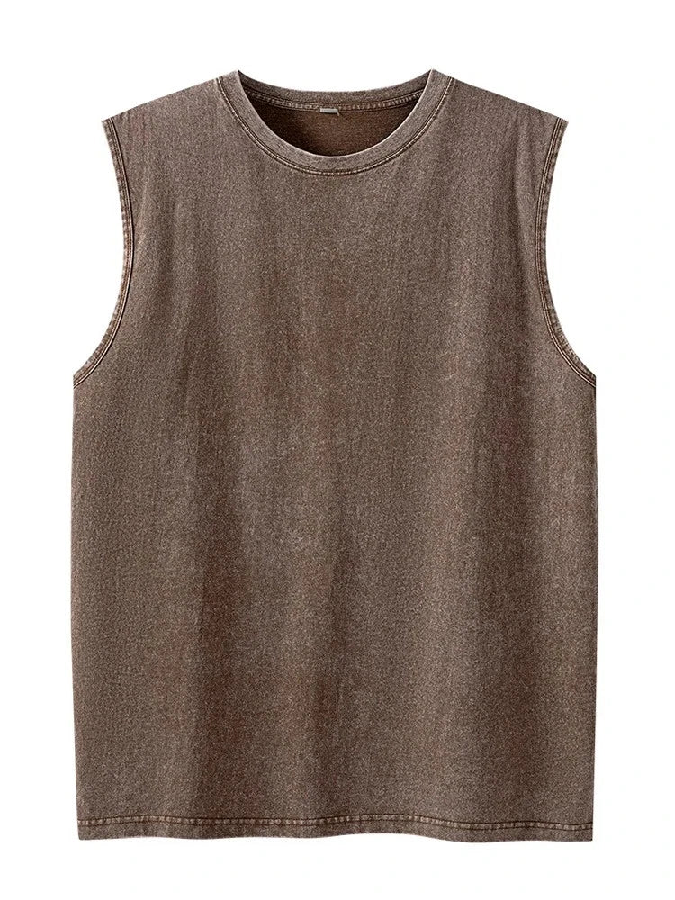 Summer cotton Men's Washed Cotton Tank Tops