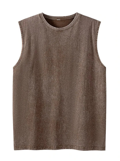 Summer cotton Men's Washed Cotton Tank Tops