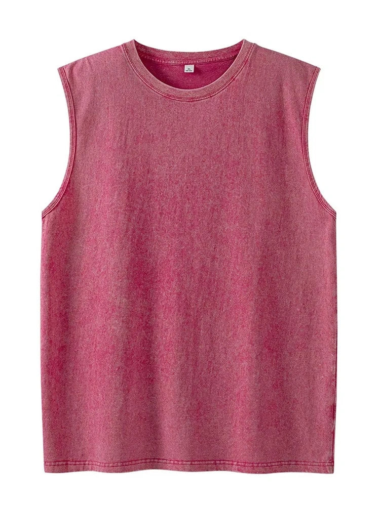 Summer cotton Men's Washed Cotton Tank Tops