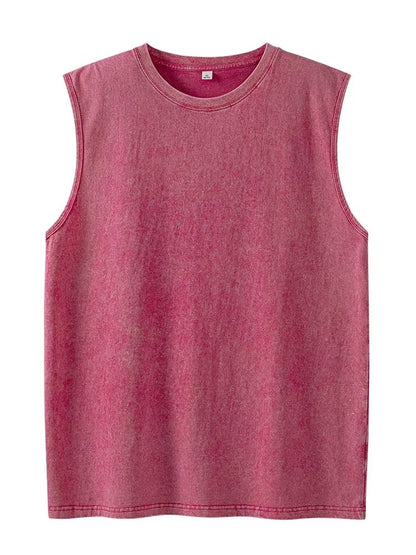 Summer cotton Men's Washed Cotton Tank Tops