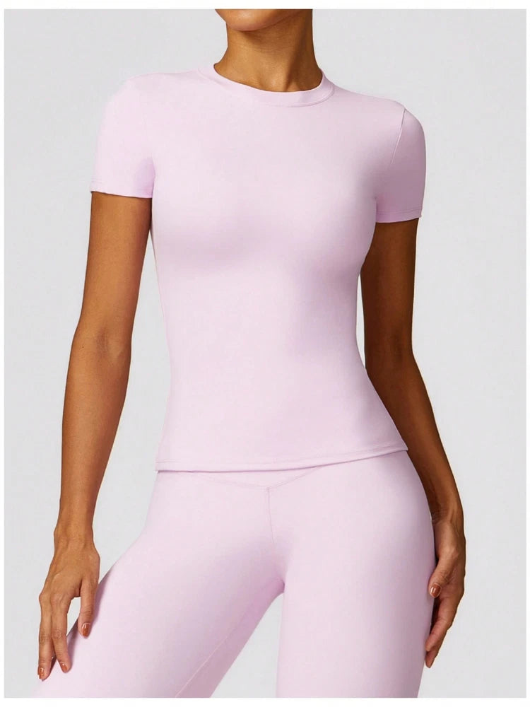 Women's Short Sleeve Fitted Round Neck Top