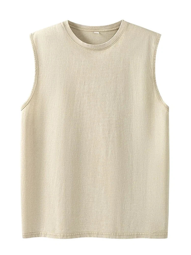 Summer cotton Men's Washed Cotton Tank Tops
