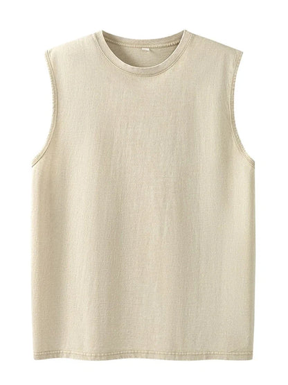 Summer cotton Men's Washed Cotton Tank Tops