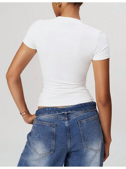 Women's Short Sleeve Fitted Round Neck Top