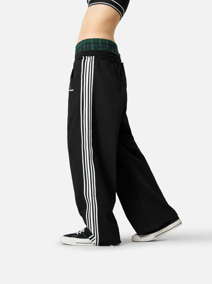 Layer Double Waist Baggy Sweatpants