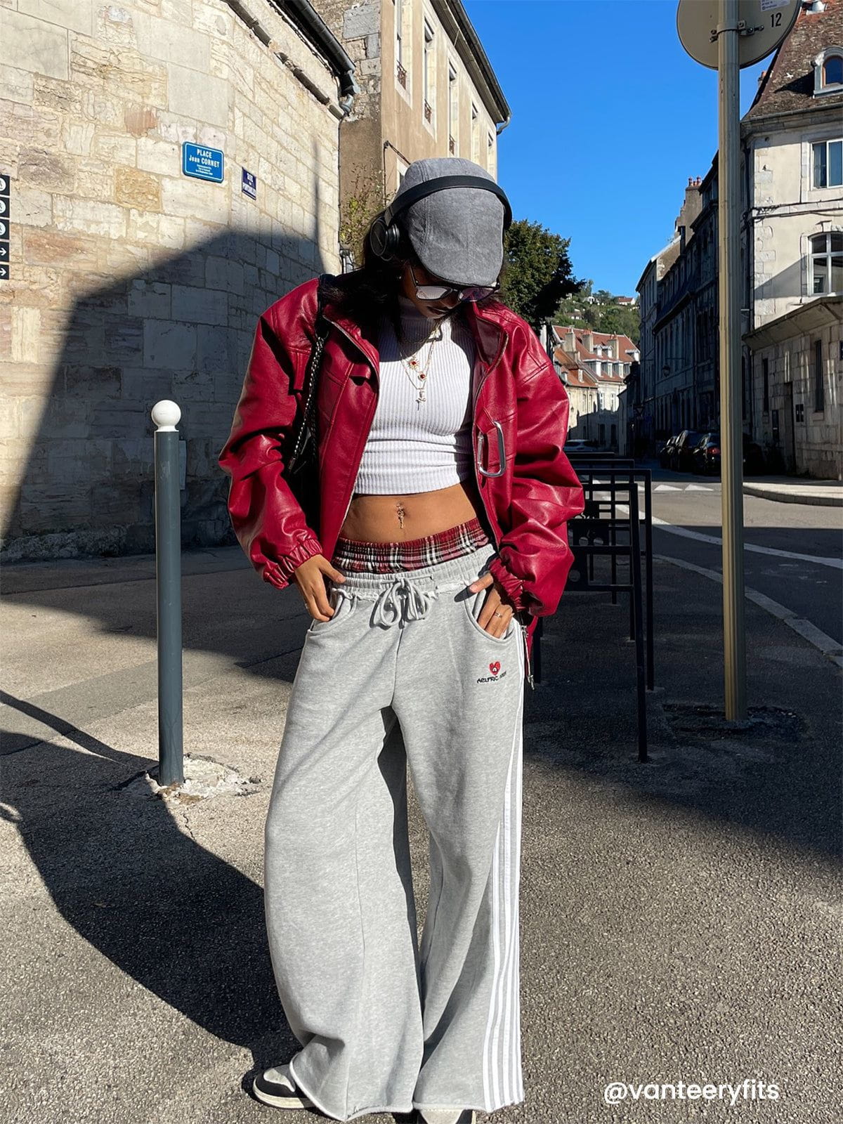 Layer Double Waist Baggy Sweatpants