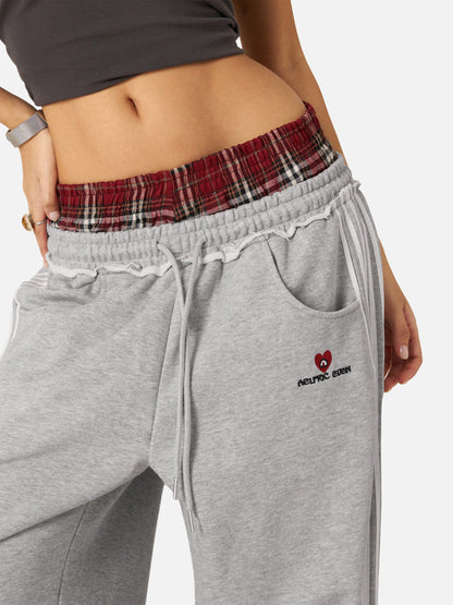 Layer Double Waist Baggy Sweatpants